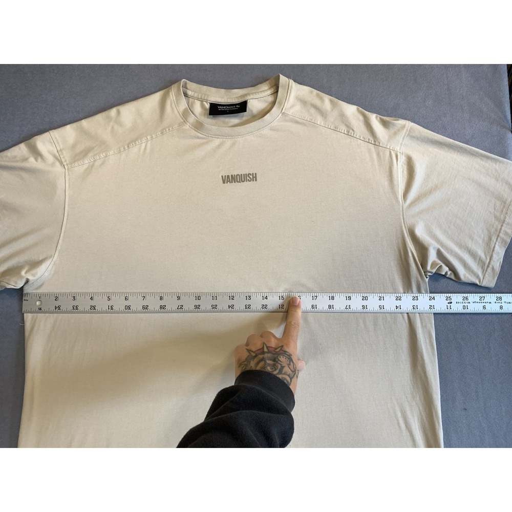 Vanquish Fitness Mens Tan Short Sleeve Athletic T-Shirt Size L VQ Fit Training - Picture 4 of 5